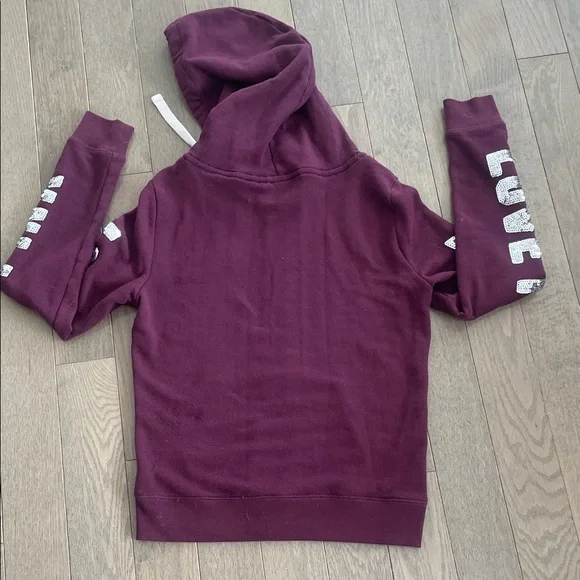 Pink Maroon Hoodie & Sweatpants Set - 'Love Pink’ With Sequence & Logo, Small/Xs - Picture 7 of 14